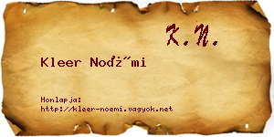 Kleer Noémi névjegykártya
